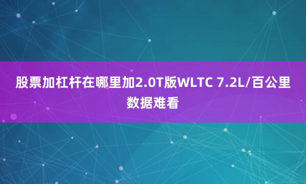 股票加杠杆在哪里加2.0T版WLTC 7.2L/百公里数据难看