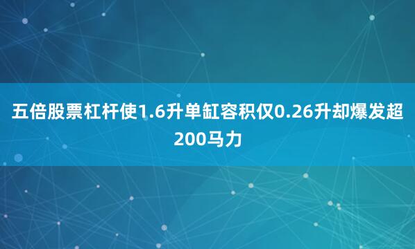 五倍股票杠杆使1.6升单缸容积仅0.26升却爆发超200马力